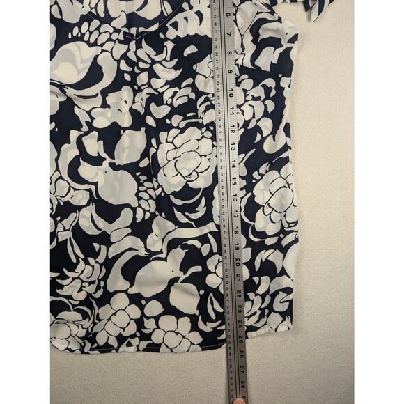 CAbi Tank Women's Sleeveless Blue White Floral Shoulder Tie Flowy‎ Size Medium - Picture 4 of 6